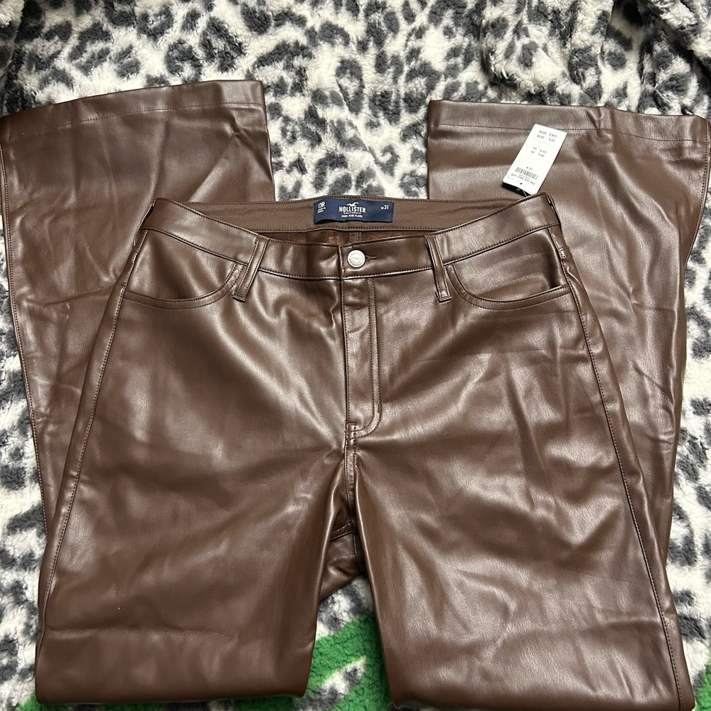 Hollister Brown Faux Leather Flare Pants